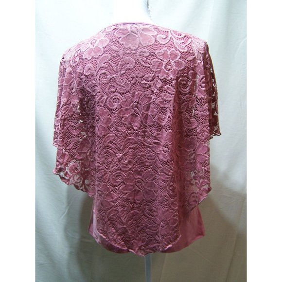 Onyx Apparel Top Draping Lace Pink Medium Capelet - Picture 3 of 4